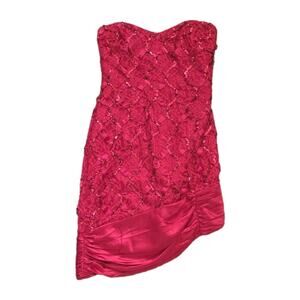 Vtg Y2K Strapless Lace Sequin Mini Dress 9/10 Homecoming Prom Romantic Valentine